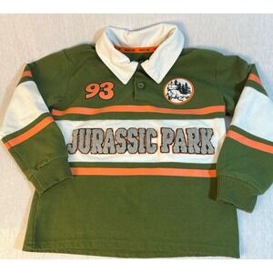 Jurassic Park Polo Shirt Toddler Boy 4T Green Graphic Print Long Sleeve Collared